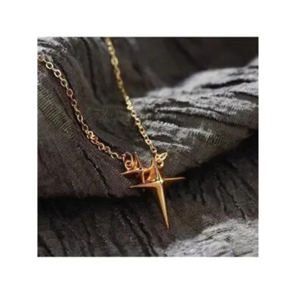 GOLD 14k Gold Plated Star Pendant Chain Necklace